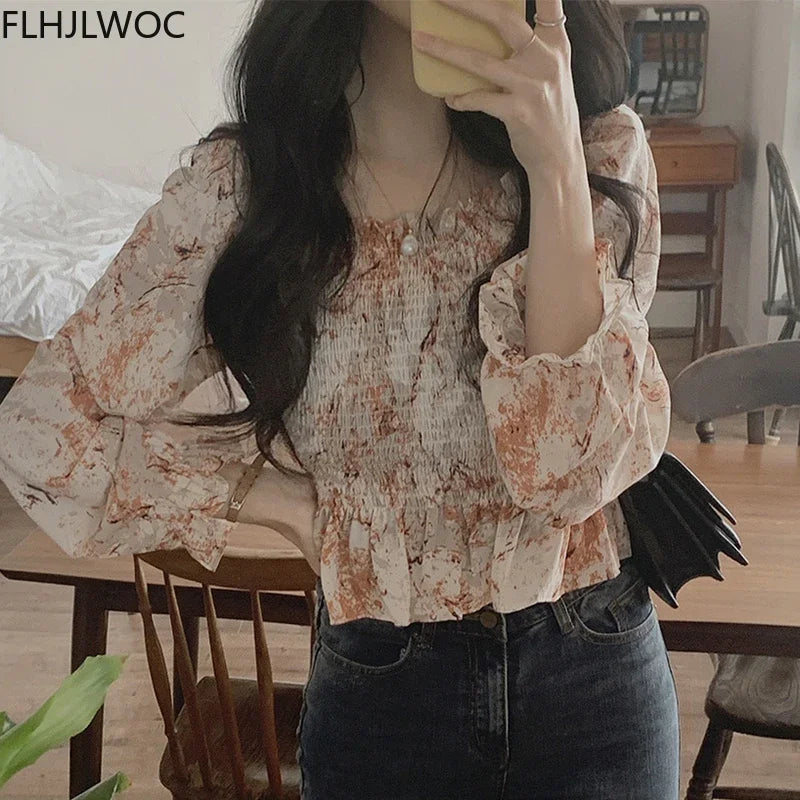 Cralom Floral Print Off Shoulder Peplum Top