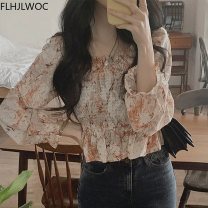 Cralom Floral Print Off Shoulder Peplum Top