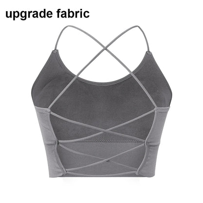 Cralom Strappy Yoga Sports Bra: Stylish Comfortable Workout Top for Women