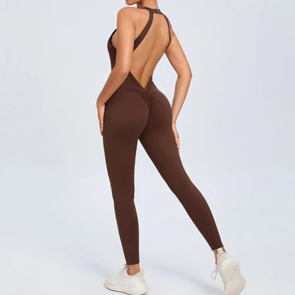 Cralom Yoga Jumpsuit: Hip-lifting, Backless One-Piece Fitness Tracksuit for Women