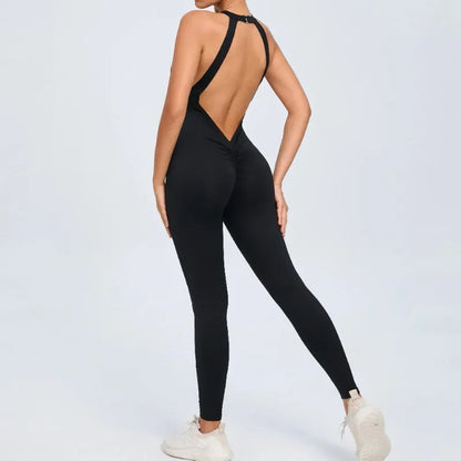 Cralom Yoga Jumpsuit: Hip-lifting, Backless One-Piece Fitness Tracksuit for Women