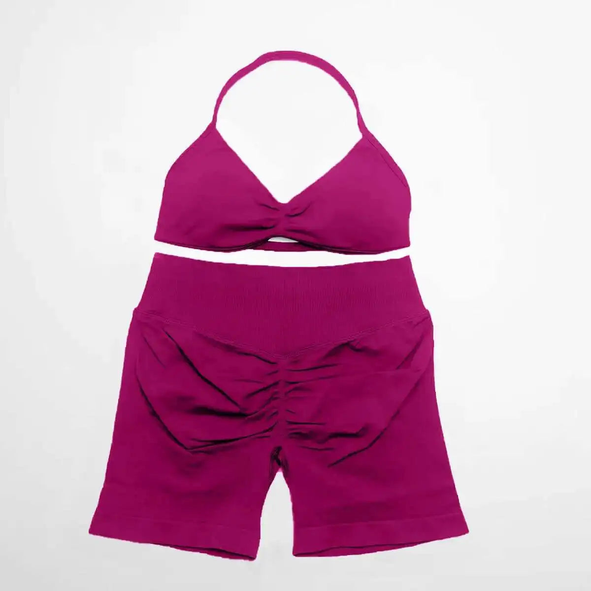 Cralom Strappy Bra & Shorts Yoga Set for Women - Pilates Fitness Sportswear
