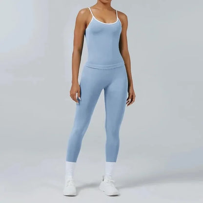 Cralom Yoga Set: Backless Sports Vest & Quick-Dry Leggings for Gym & Pilates