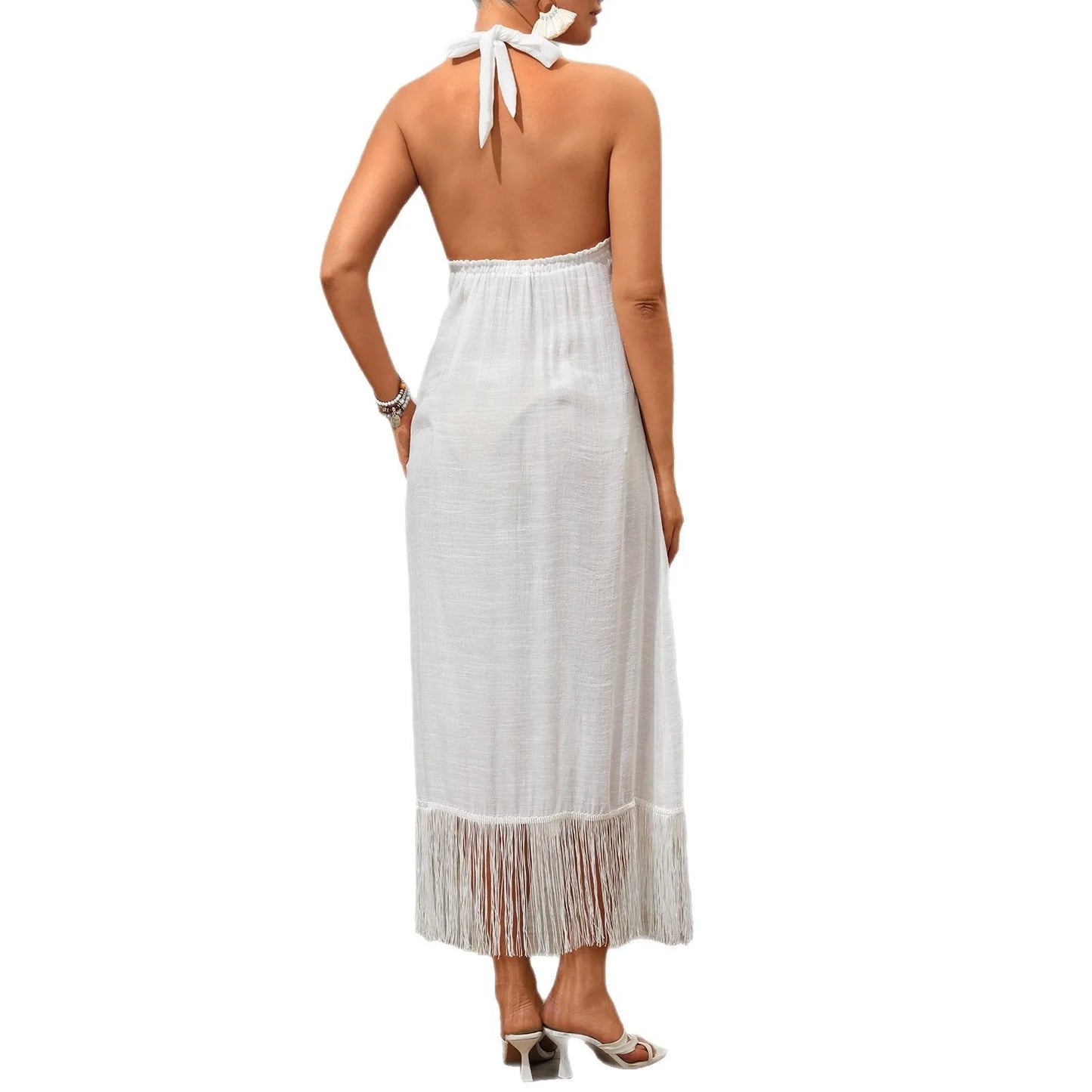 Cralom Women's Tassel Suspender Seaside Dress