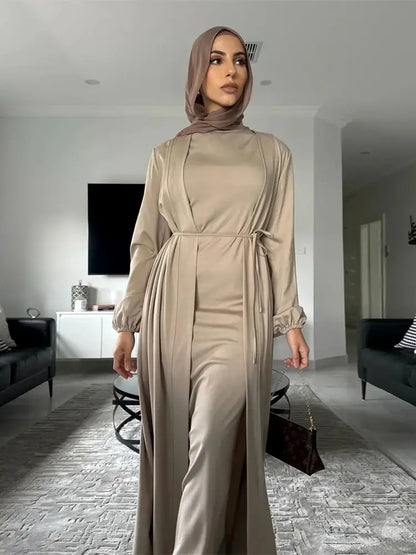 Helyn's Ramadan Eid Satin Abaya Dubai Set