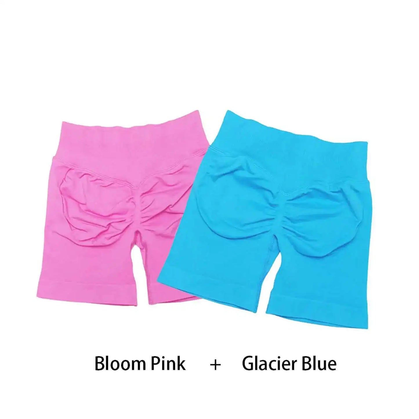 Cralom Seamless Leggings Gym Shorts Set for Women - Push-up Fitness Bottoms