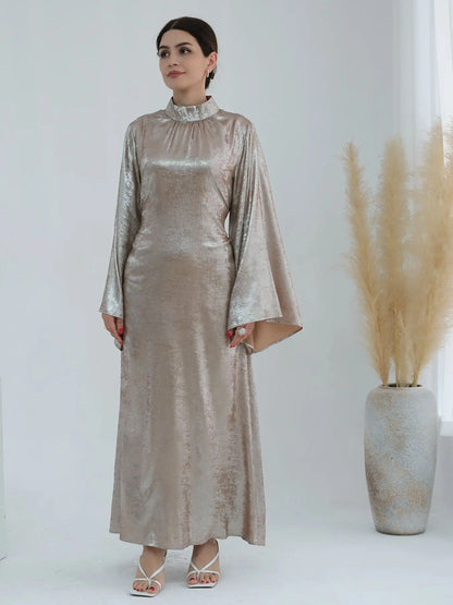 Cralom Ramadan Flare Sleeve Abaya Dress Modest Kaftan Luxury Dubai Abayas