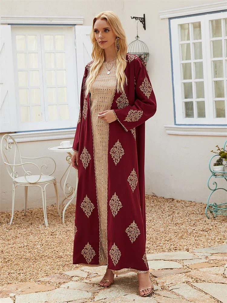 Cralom Red Open Kimono Abaya - Cralom Ramadan Collection