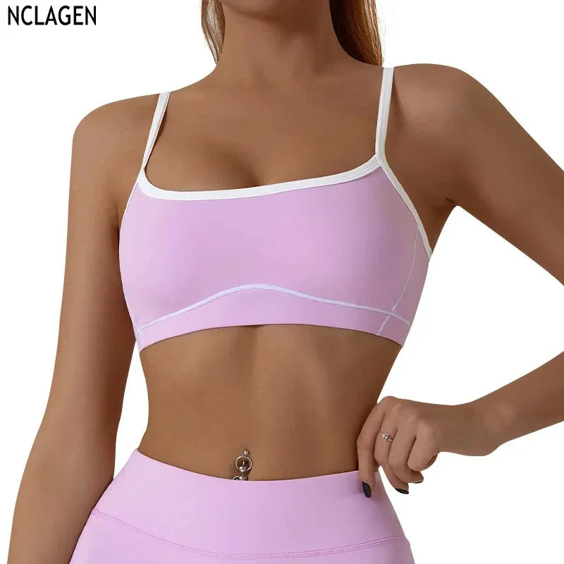 Cralom High Support Push-up Sports Bra for Women's Gym Fitness Yoga Tank Top