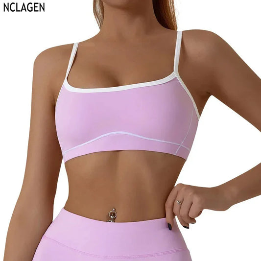 Cralom High Support Push-up Sports Bra for Women's Gym Fitness Yoga Tank Top