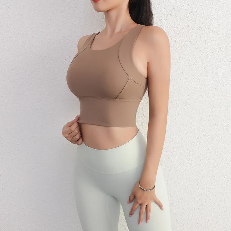 Cralom Shockproof Yoga Bra for Women, Quick Dry Gym Crop Top, Running Workout Bra