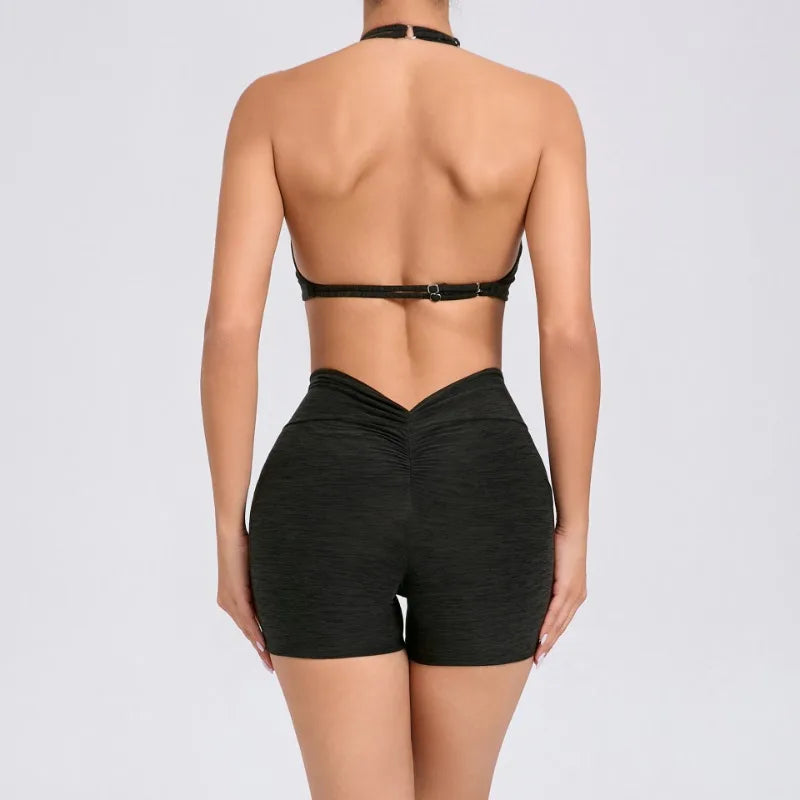 Cralom Women's Naked Feeling Yoga Set - Tight-Fit Sportswear with Side Pockets
