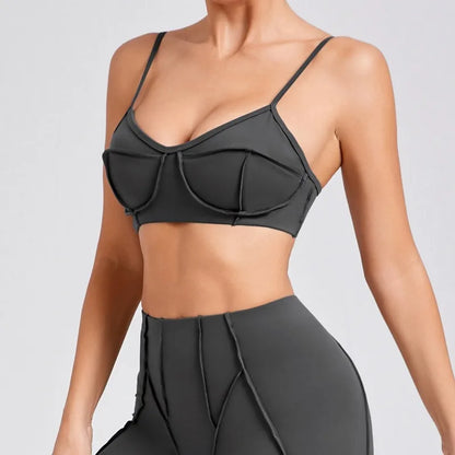 Cralom Yoga Fitness Bra Top Open Back Running Underwear Gym Bras for Women