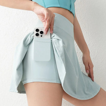 Cralom Quick Dry Tennis Skirts with Shorts Liner, Pocket, Yoga Tights