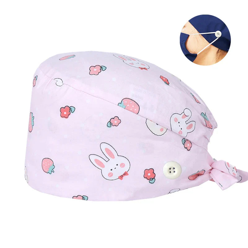 Cralom Cotton Scrub Caps with Sweatband for Medical Professionals