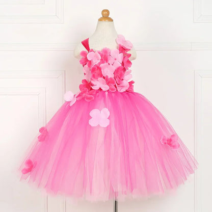 Cralom Pink Petal Princess Wedding Dress - Elegant Tulle Party Outfit