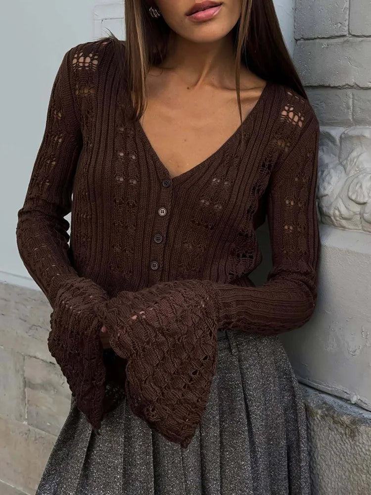 Cralom Knitted Sweaters: Women's Flare Sleeve Cardigan, Vintage Style Jumpers 2025