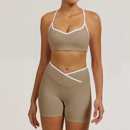 Cralom Seamless Yoga Set: Nude Feel Butt-Lifting Shorts & Sexy Beautiful Back Sports Bra