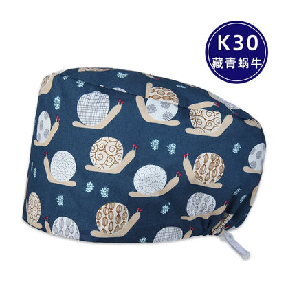 Cralom Women's Cat Print Doctor Hat for Pediatrics & Veterinary Clinics