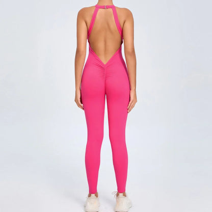 Cralom Yoga Jumpsuit: Hip-lifting, Backless One-Piece Fitness Tracksuit for Women