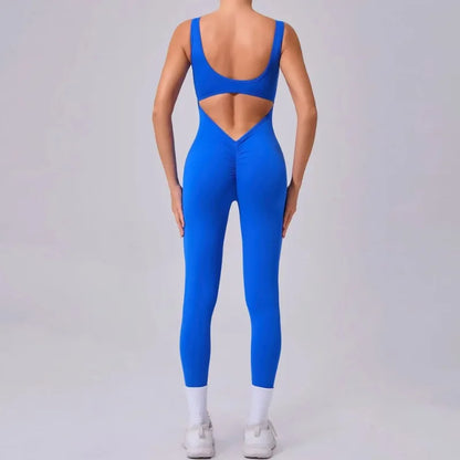 Cralom Yoga Jumpsuit: Seamless Beauty Back Fitness One-piece Leggings for Women