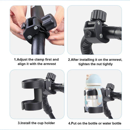 Cralom 2-in-1 Baby Stroller Cup Holder & Bicycle Cart Attachment