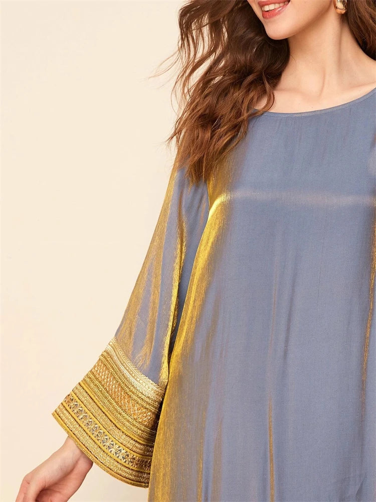 Satin Maxi Abaya Long Dubai Luxury 2024 Kaftan Dress by Cralom