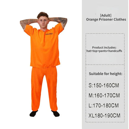 Cralom Men's Orange Prisoner Jumpsuit Halloween Costume