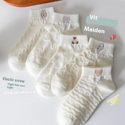 Cralom Striped Black & White Kids Short Socks for Spring & Summer