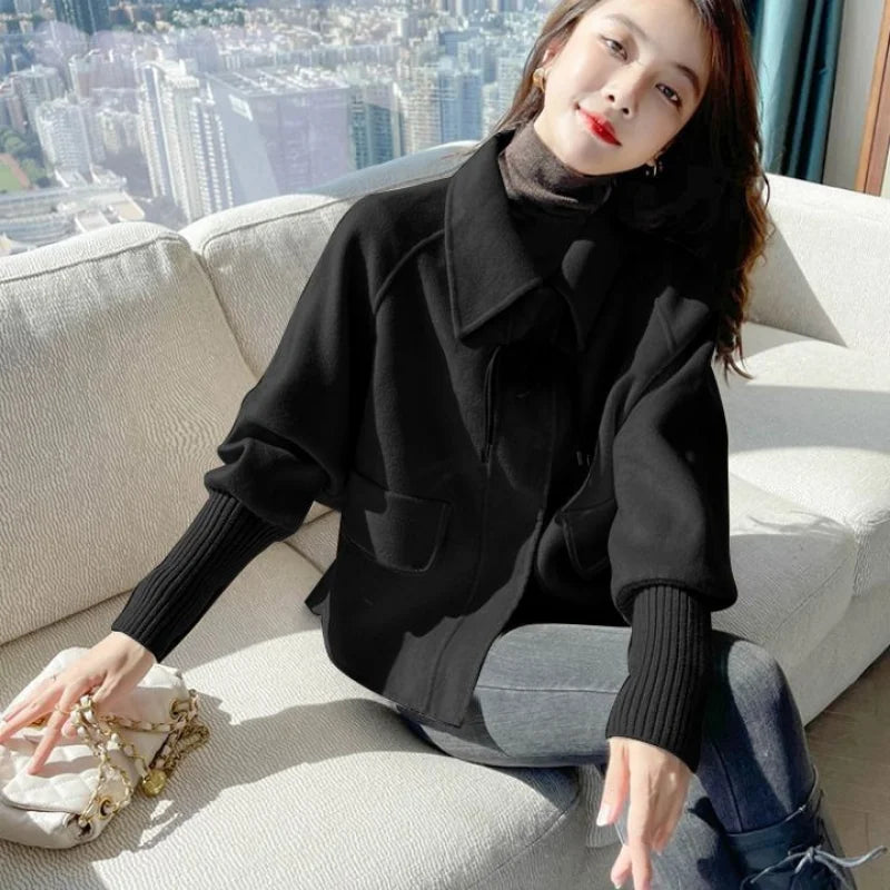 Cralom Women's 2024 Winter Tweed Cropped Coat Green Heavy Padded Warm Fashion