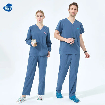 Cralom Unisex Scrub Top & Drawstring Pant Set for Medical, Beauty & Spa