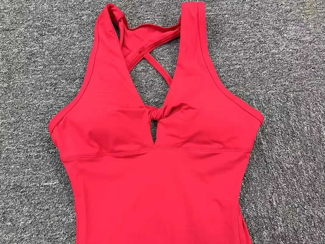 Cralom Yoga Jumpsuit: Open Back Sports Romper for Women