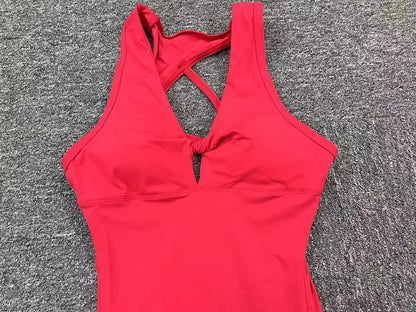 Cralom Yoga Jumpsuit: Open Back Sports Romper for Women