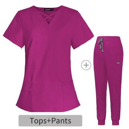 Cralom Anesthetist Scrubs Set: Tops & Jogger Pants - Operating Room Workwear