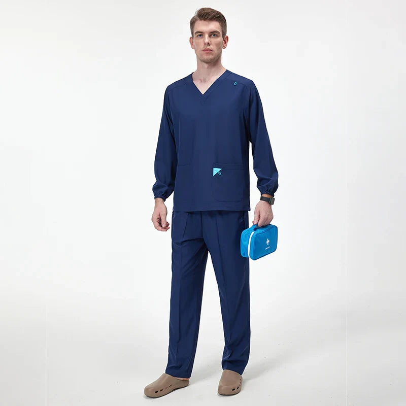 Cralom Unisex Scrub Set: V-Neck Top & Straight Leg Pant