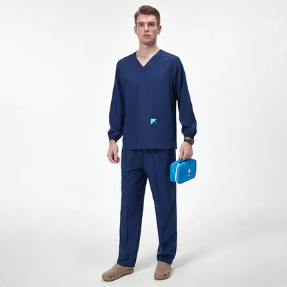 Cralom Unisex Scrub Set: V-Neck Top & Straight Leg Pant