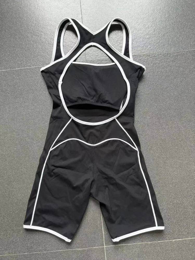 Cralom Summer Gym Romper: Hollow Open Back Jumpsuit for Yoga, Dance, & Workout