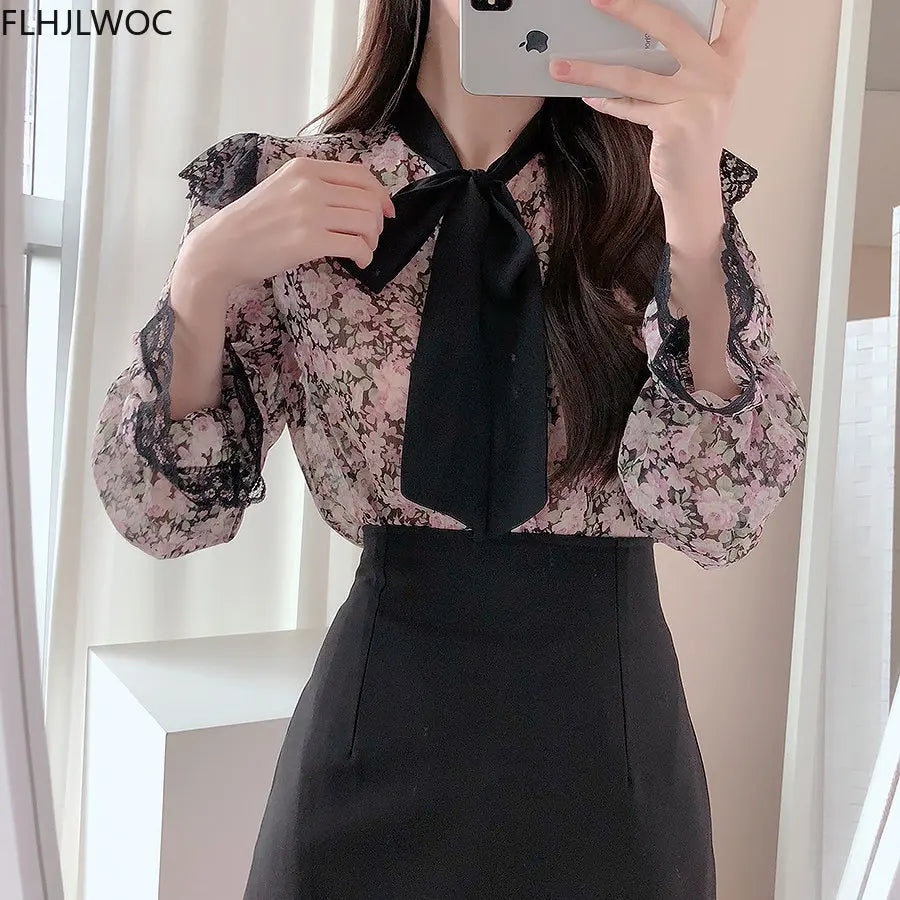 Cralom Retro Ruffles Bow Tie Shirt White
