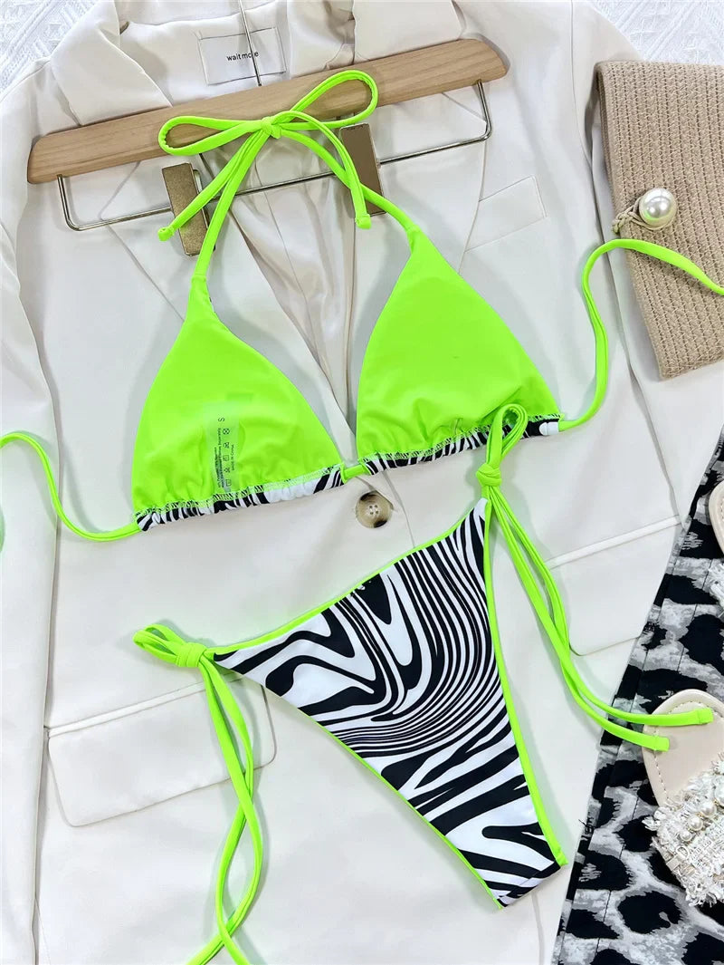 Cralom Zebra Print Bikini Set for Women
