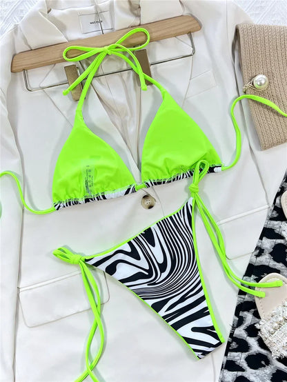 Cralom Zebra Print Bikini Set for Women