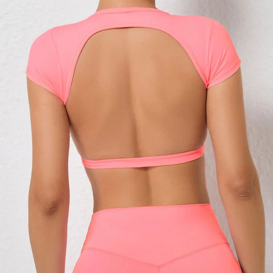 Cralom Seamless Yoga T-Shirt: Naked Feel, Quick-Dry, Beautiful Back Design