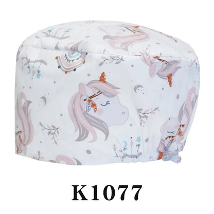 Cralom Cartoon Print Scrub Cap - Comfortable Women's Nurse Hat
