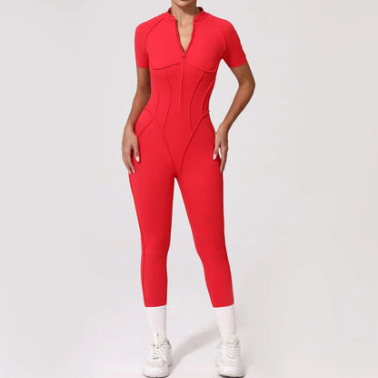 Cralom Women's Zipper Jumpsuit: One-Piece Backless Yoga Set