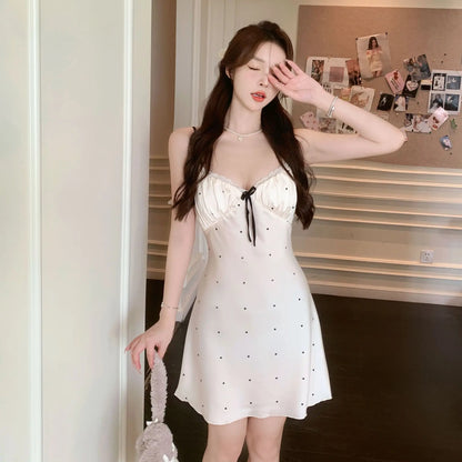 Cralom Ice Ribbon Silk Nightgown - Pure Desire Suspender Sleepwear