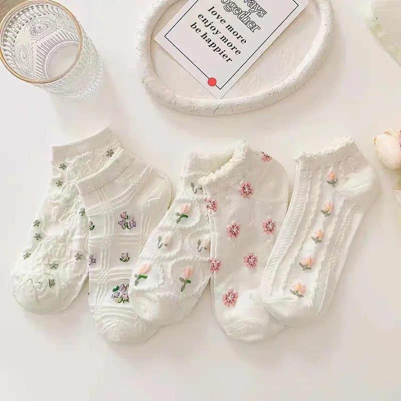 Cralom Striped Black & White Kids Short Socks for Spring & Summer