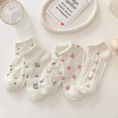 Cralom Striped Black & White Kids Short Socks for Spring & Summer