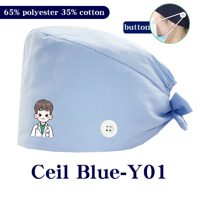 Cralom Cartoon Printed Surgical Scrub Caps for Medical & Pet Grooming Pros
