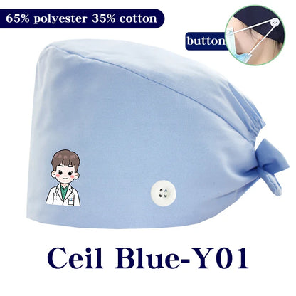 Cralom Cartoon Printed Surgical Scrub Caps for Medical & Pet Grooming Pros