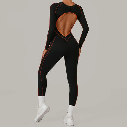 Cralom Color Block Yoga Jumpsuit: High Intensity Fitness Bodysuit for Women