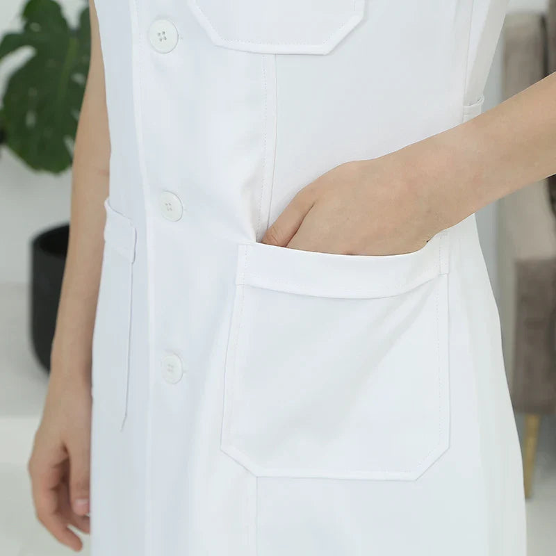 Cralom Silky Lab Coat Dentist Uniform - Anti-static Midriff Coat